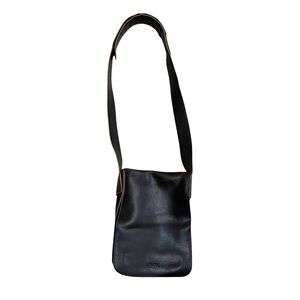Roots Black Leather Shoulder Crossbody Messenger Bag